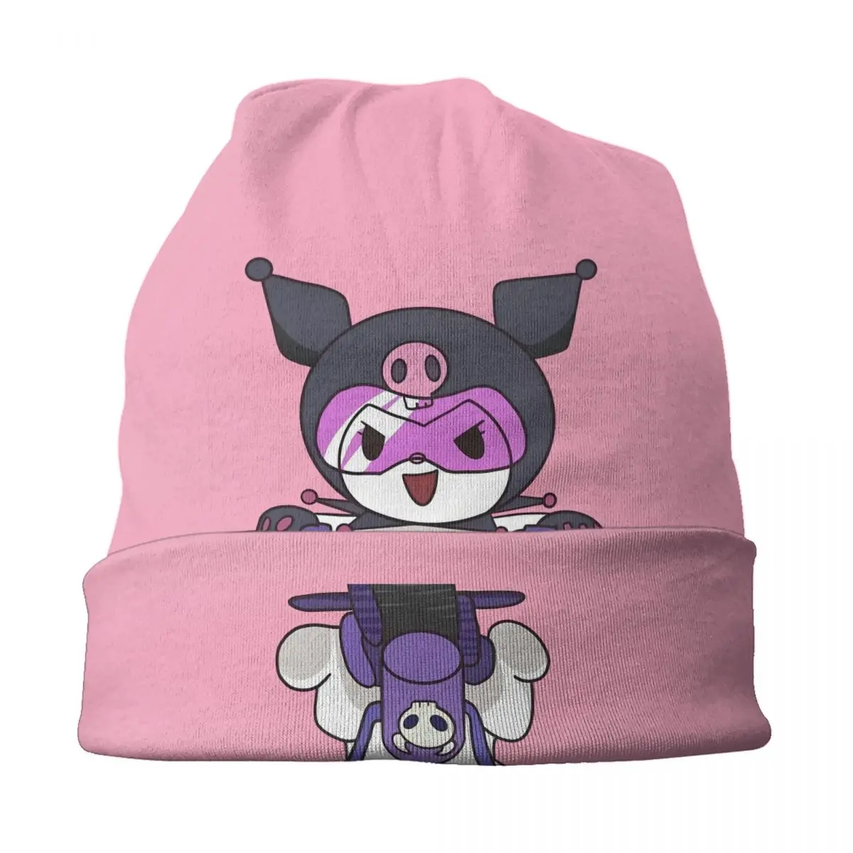 مخصص Kuromi Skullies Beanies قبعات الشارع الشهير شتاء دافئ الرجال النساء متماسكة قبعة الكبار للجنسين الشيطان الصغير بونيه القبعات