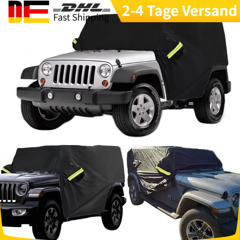 Telo Protettivo Impermeabile per Auto in Oxford 210D, Copertura Parziale per Jeep Wrangler JK 2007-2017 JL 2018-2021 Hardtop 2/4 Porte
