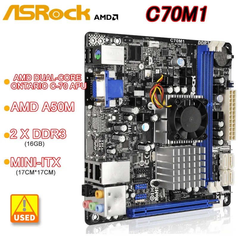 ASROCK C70M1 motherboard AMD Dual-Core Ontario C-70 APU DDR3 1333 16GB USB 2.0 Integrated AMD Radeon HD 7290 Graphics  2xSATA