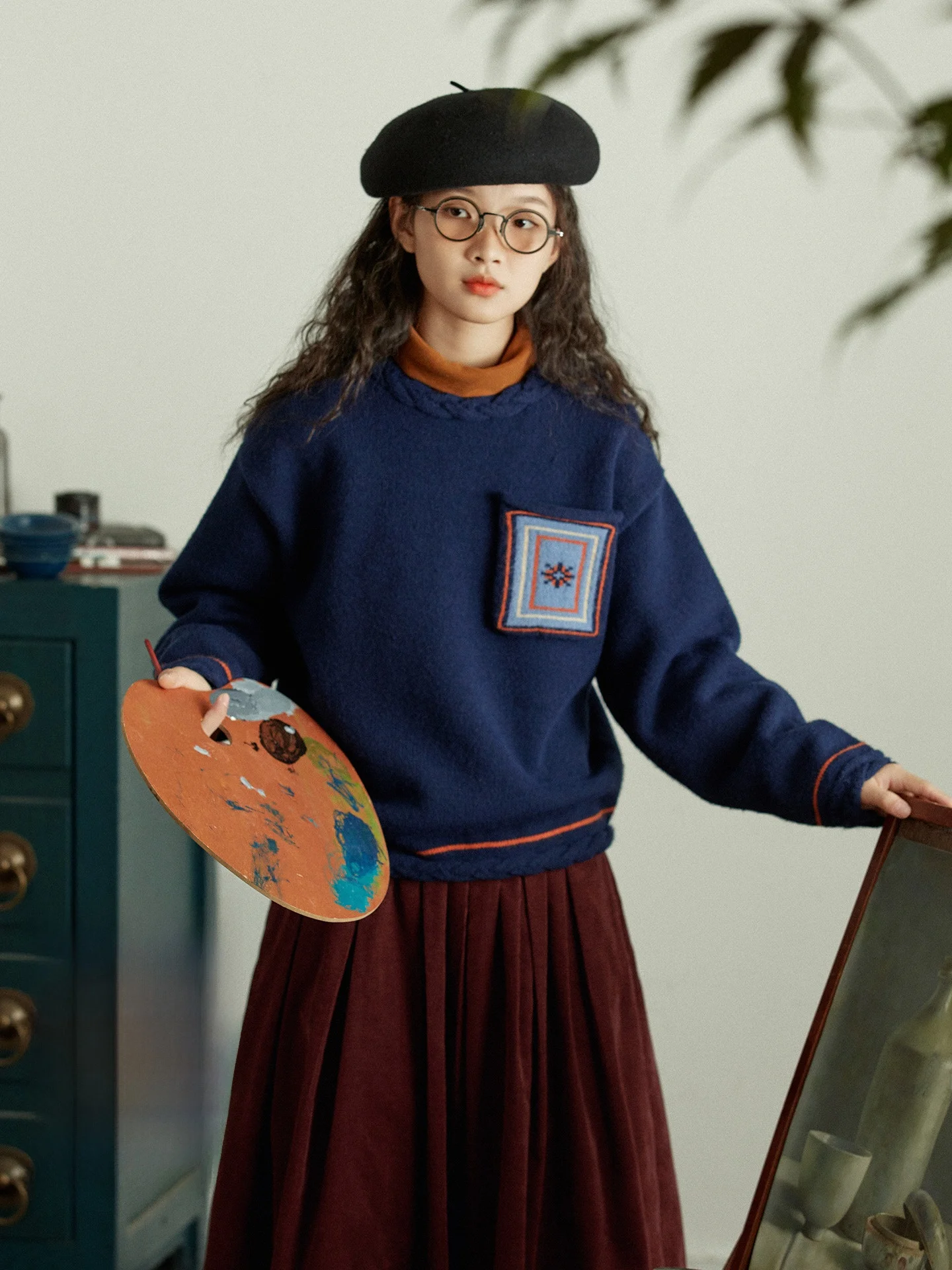 

Loose Casual Thi Long Sve Sweater k Blue Autumn Winter Outerwear Women's Faionable Versatile Comfortable Warm Top