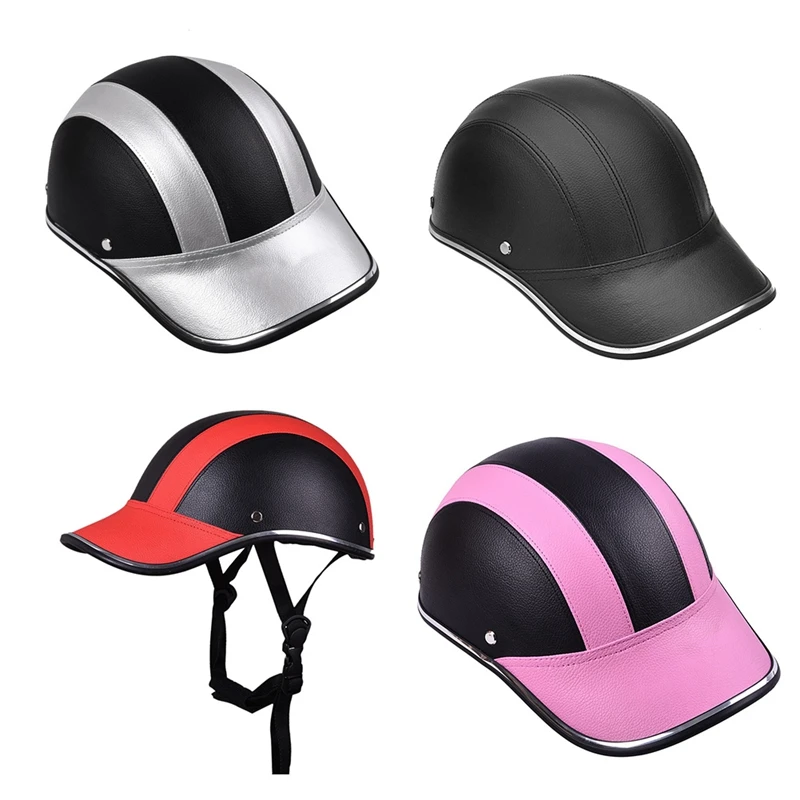 

Motorcycle Leather Helmets Bike Scooter Half Open Face Protective Helmet Hard Hat-Safety Unisex Racer Helmet Baseball Cap-Safety