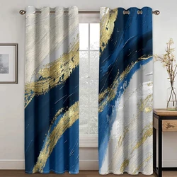 2 Panels Abstract Geometric Curtains Marble Texture Printed Curtains for Bedroom Living Room Floor-to-ceiling Window Blinds