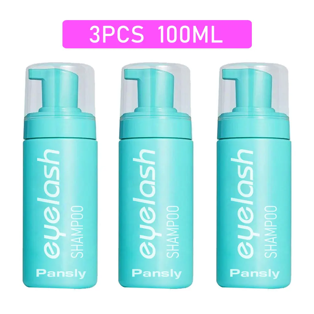 100 ミリリットルまつげエクステンションクレンザーシャンプーキットムース高速メイク接着剤除去泡セット女性のためのブラシで深くクリーニング