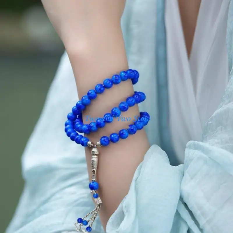 HX6F 33 Glass Beads Meditation Prayer Wrist Bracelet Lightweight Jewelry Accessories