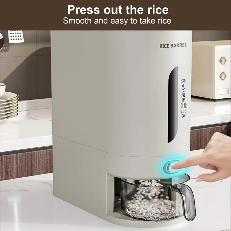 Rice Container Box Rice Container Moisture Proof Bucket Multi-functional Large Airtight Dispenser For Home Kitchen Pantry