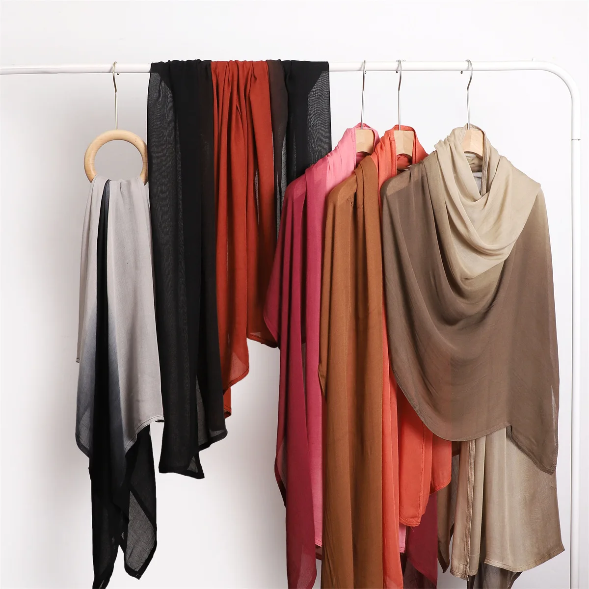 Women Gradient Modal Shawl Hijab  Rayon Cotton High Quality Wraps Hotsale Wide-Brimmed Long Shawl Foulard Ladies Pashmina Stoles