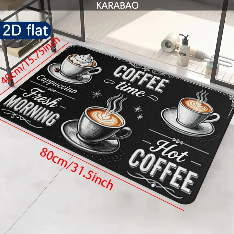 Vintage Blackboard Coffee Cup Print Kitchen Mat, Non-Slip Soft Absorbent Long Floor Rug for Coffee Lover Home Decor