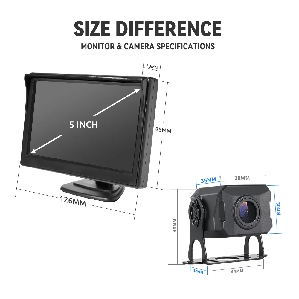 MJDOUD AHD Car Rear View Camera with 5 Inch Monitor for Truck Paking Backup Rervesing Camera with Screen Easy Installation