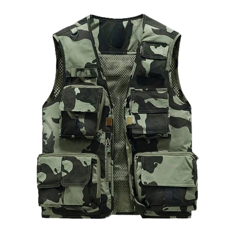 High-quality design men's lightweight mesh sleeveless overalls hiking outdoor fishing vest with men's multiple pockets