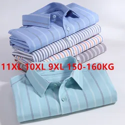 Camisa de algodón Oxford para hombre, camisa de manga corta a rayas, color sólido, informal, de negocios, con botones, 100% Plus, 11XL, 10XL, 9XL, 8XL, 7XL