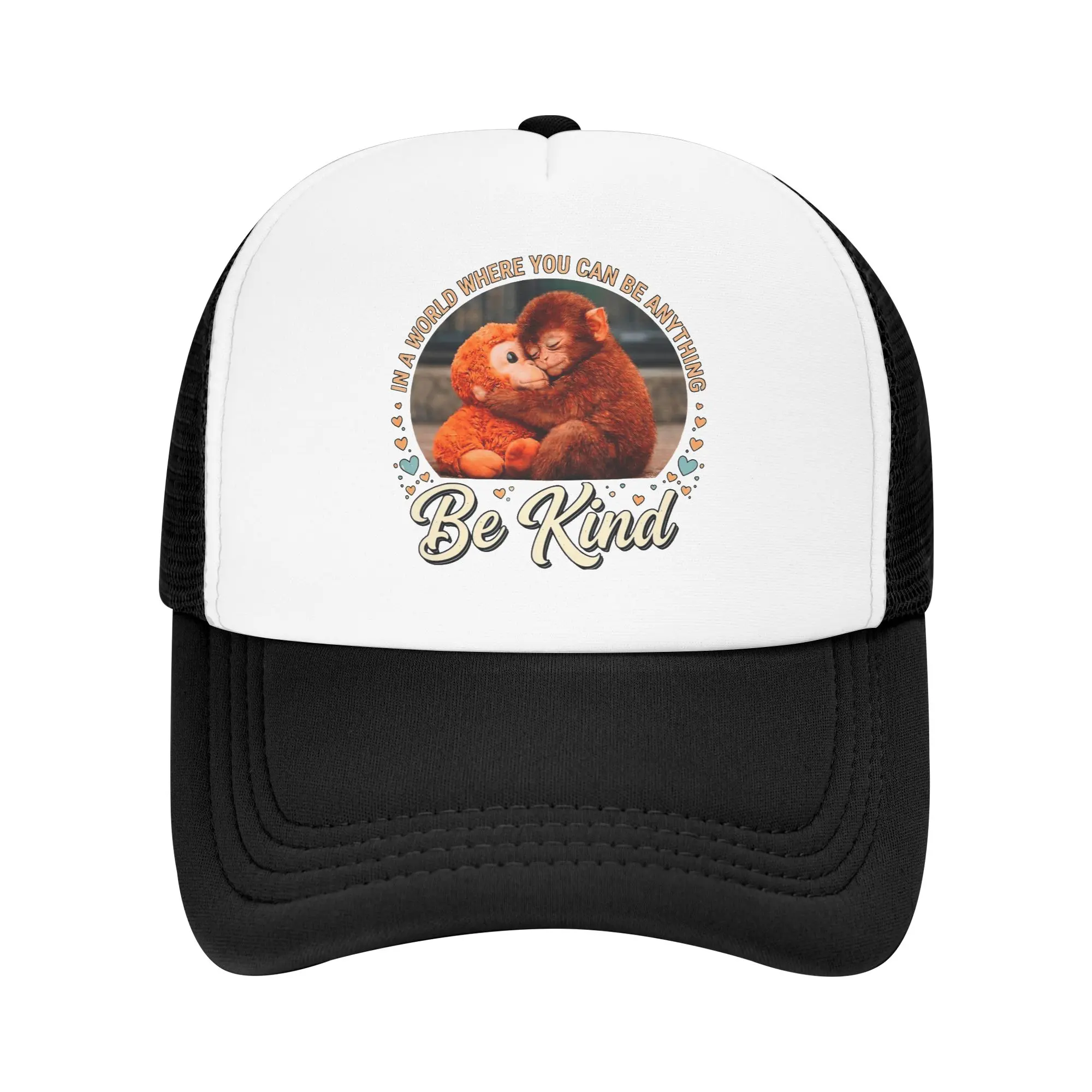 in the World Where You can be Anything Be Kind Monkey Punch Baseball Cap Trendy Unisex Mesh Trucker Hat Design Gym Baseball Caps