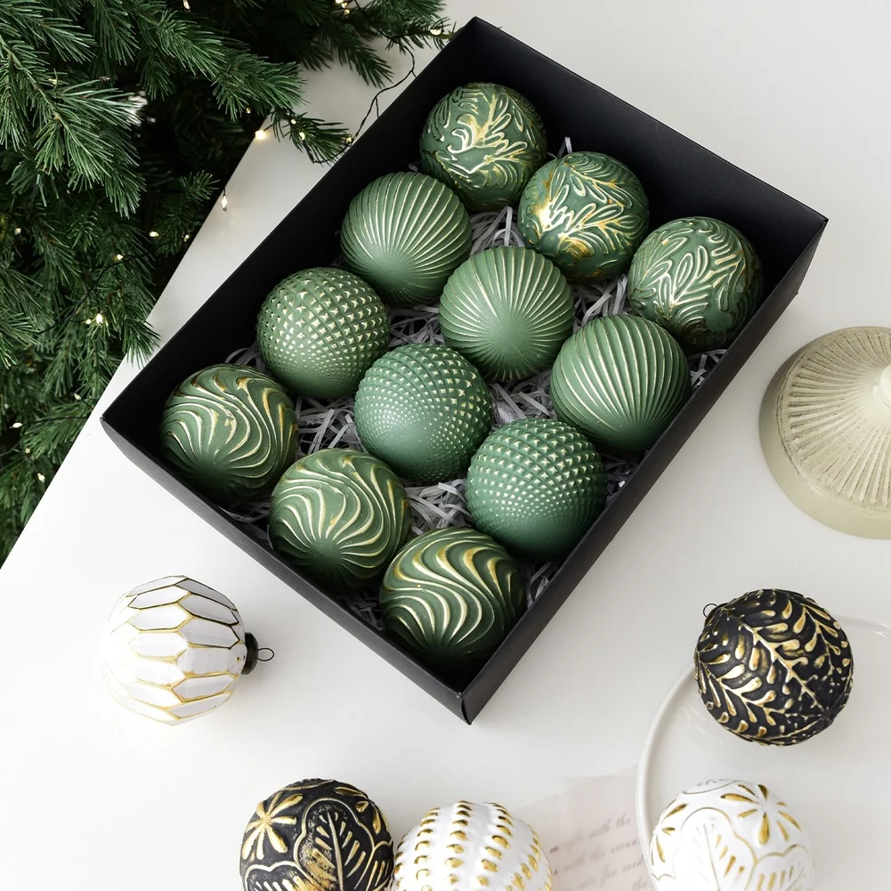 

12pcs/case 8cm Christmas Tree Ball Pendants Colorful Christmas Hanging Balls Xmas Tree Decoration New Year 2026