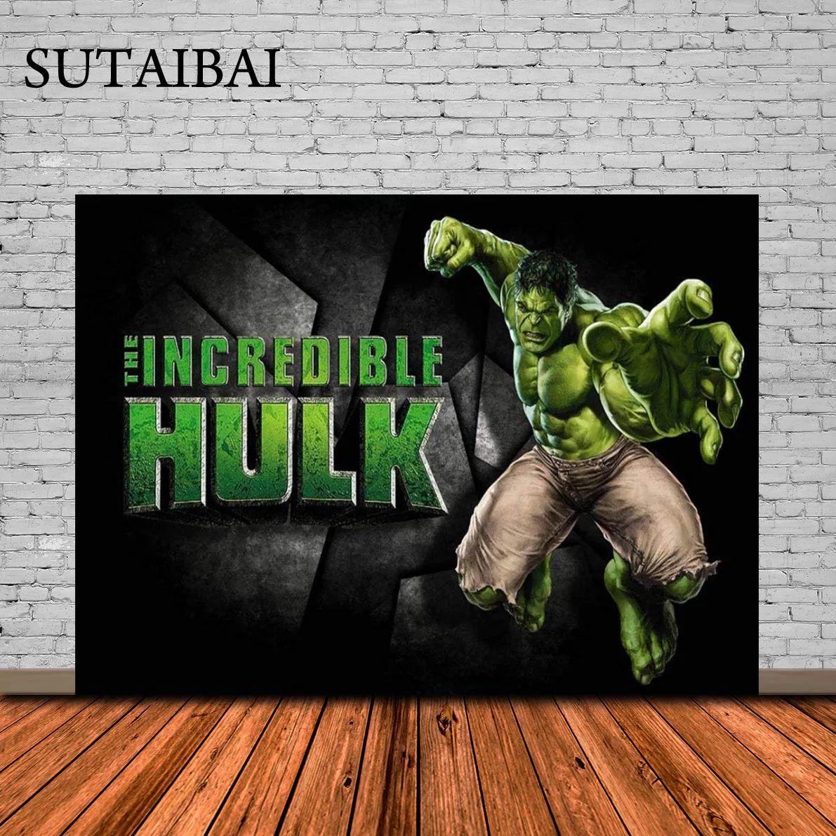 

Hulk Backdrop Grey Brick Wall Superhero Hulk Happy Birthday Backdrops for Kids Vinyl Photo Background Hulk Party Supplies Banner