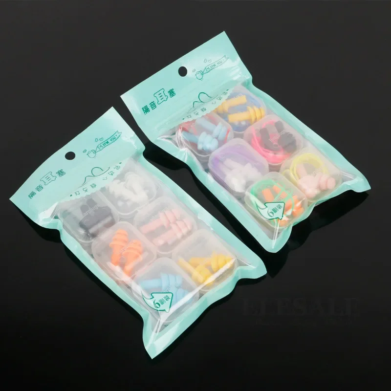6-Pairs/Pack Color Anti-noise Soft Silicone Earplugs With Rope Case For Sleeping Work Noise Insulation Kids/Adult Ear Protector