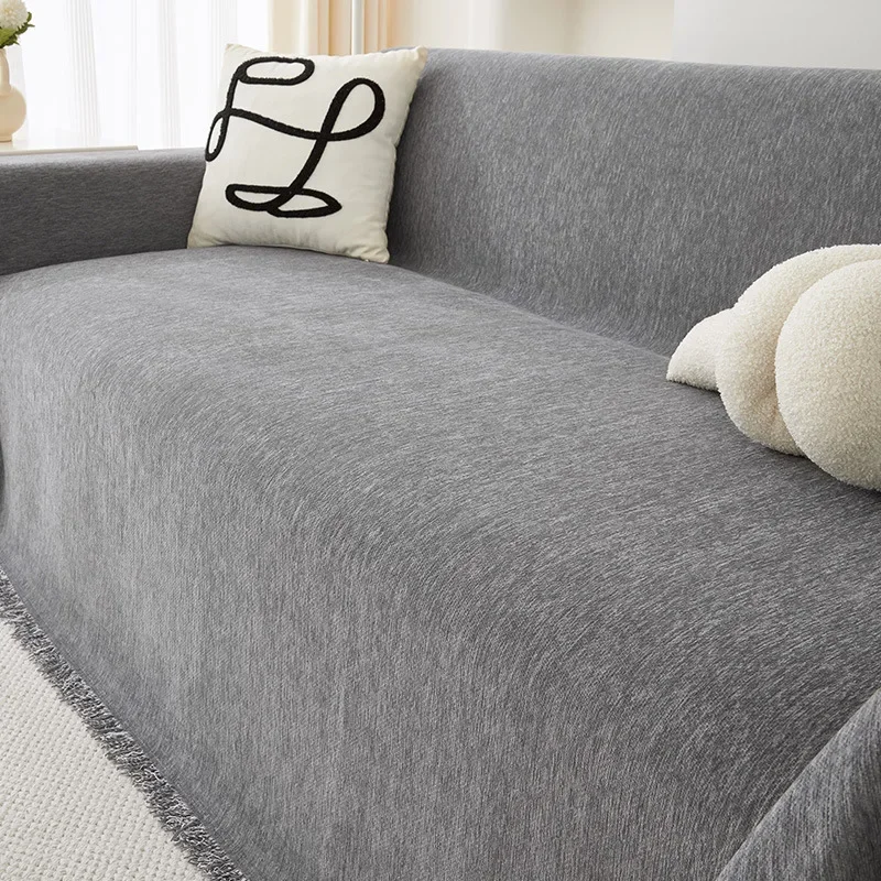 Solid Color Waterproof Sofa Towel Chenille Four Seasons Universal Sofa Cover All-inclusive Universal Simple Sofa Blanket