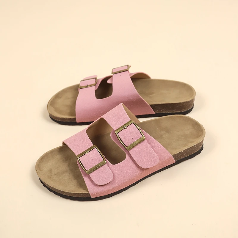 

Women's Flat Outdoor Beach Casual Slippers Man Sliders Thick Sole Leather Cork Sole Sandals and Slippers