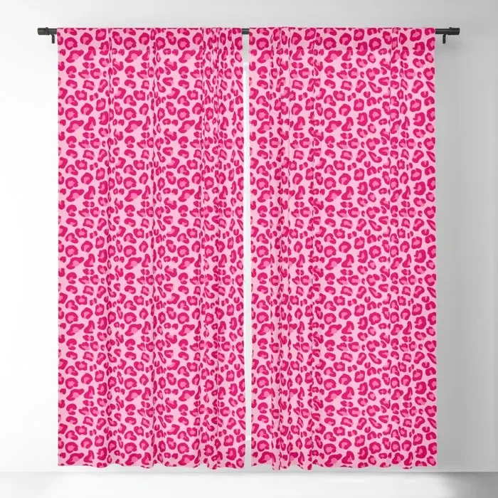 

Pink and Fuchsia Leopard Print Blackout Curtains 3D Print Window Curtains for Bedroom Living Room Decor Window Treatments