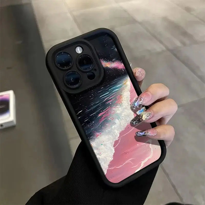 

Beautiful quicksand design phone case for iPhone 16 15 14 13 12 11 Pro/ Max/Plus shock-proof rear cover anti-fingerprint