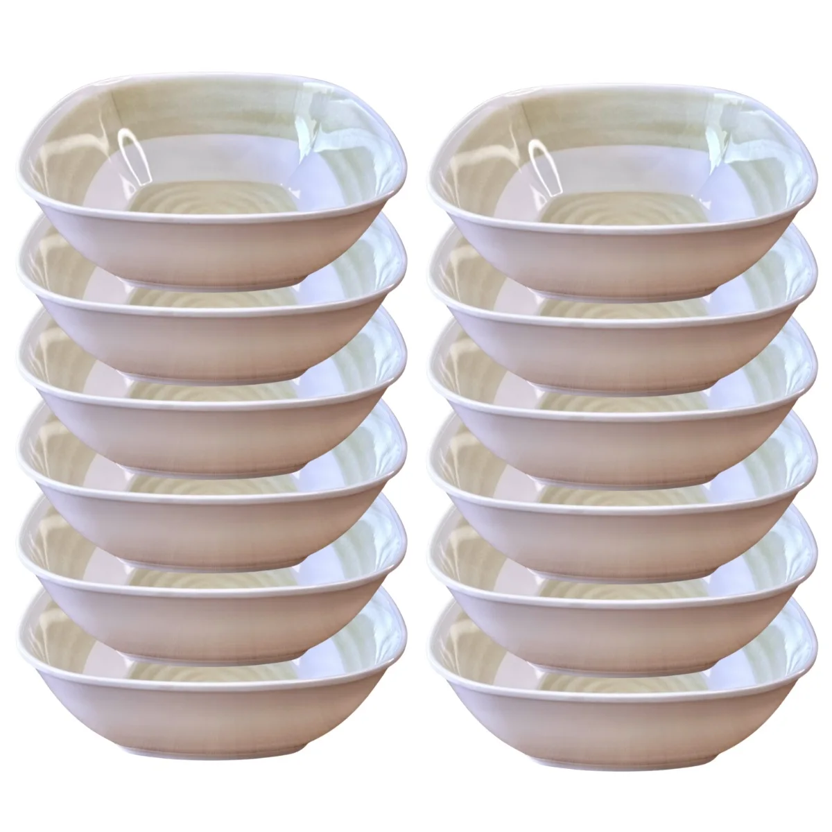 12 Bowl Large Salad Bowl Melamine 1.5L Spiral Luxury Beige