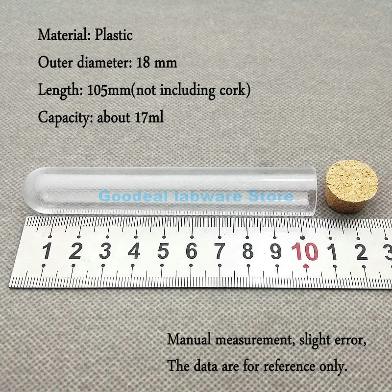 Picture 6: 30pcs 50pcs 100pcs Lab 18x105mm Clear Plastic Test Tubes With Corks Stoppers  Camellia candy vial wedding gift tube