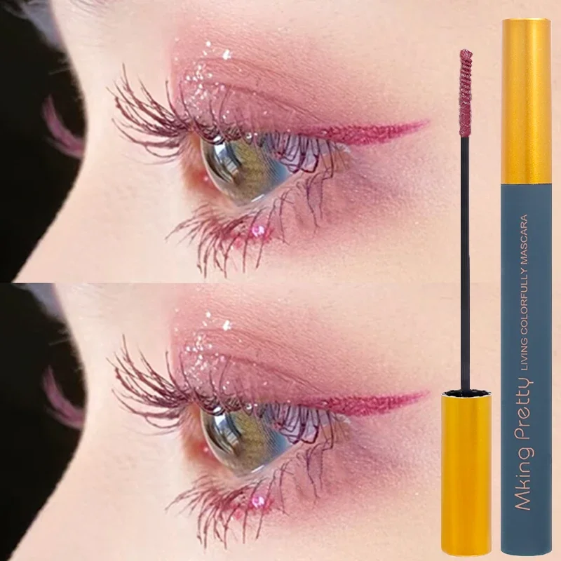 Waterproof Ultra-fine Mascara Natural Thick Curl Lengthen Eyelashes Black Blue Brown Mascara Professional Makeup Korean Cosmetic