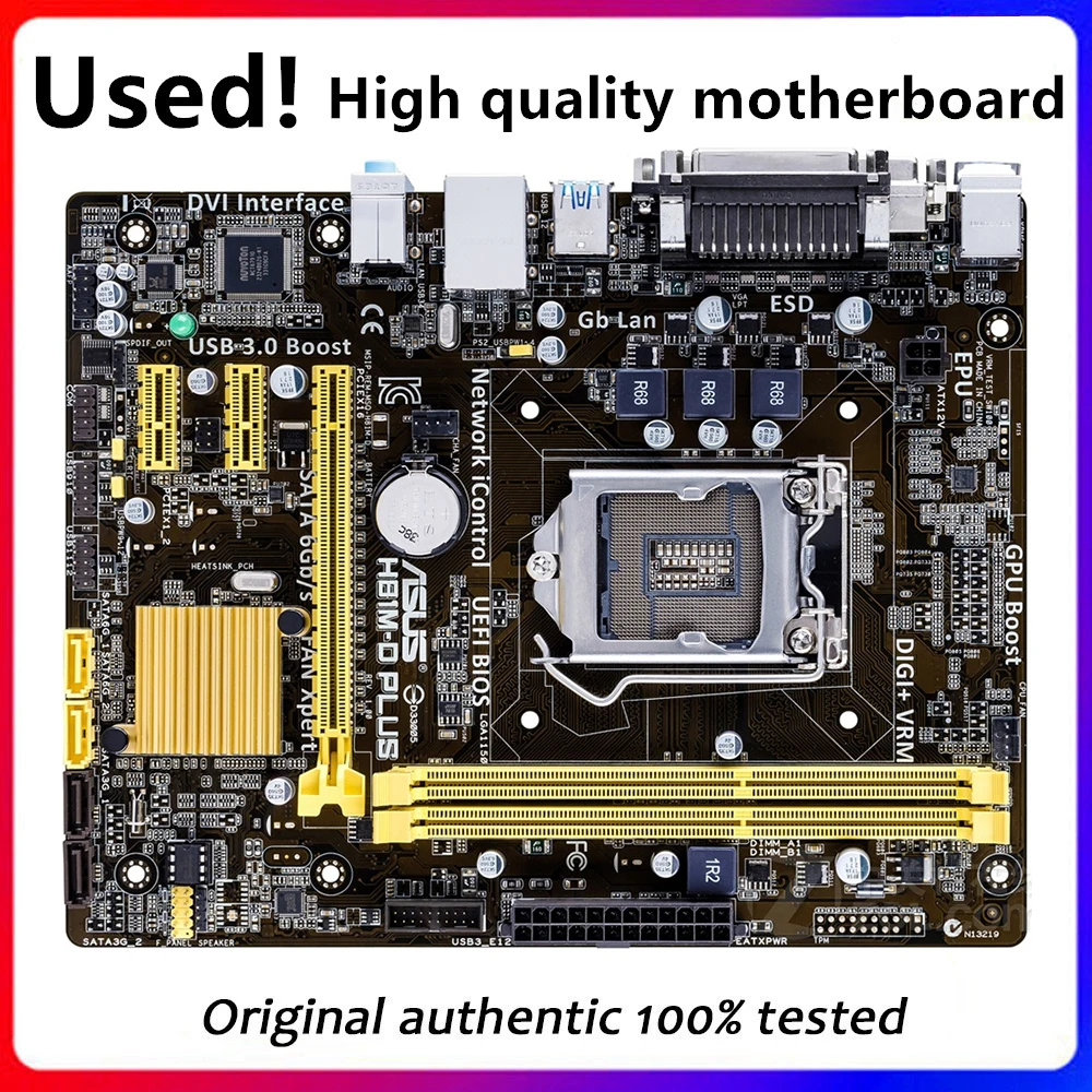 

For Asus H81M-D PLUS Desktop Motherboard H81 LGA 1150 LGA1150 For Core i7 i5 i3 DDR3 SATA3 USB3.0 Original Used