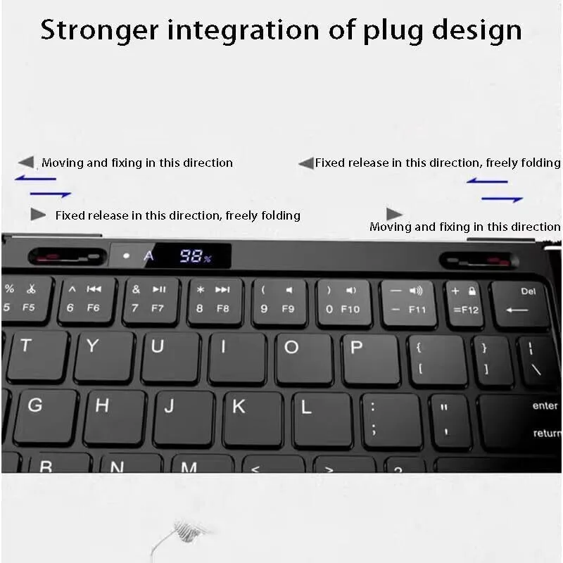 لوحة مفاتيح بلوتوث قابلة للطي من JOMAA مع لوحة أرقام وإضاءة خلفية RGB ولوحة مفاتيح قابلة للطي مع شاشة بطارية للهاتف اللوحي Ipad