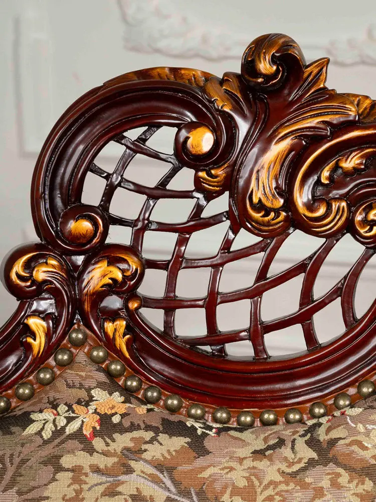 All solid wood chair household leather soft bag living room hotel desk chair leisure chair antique