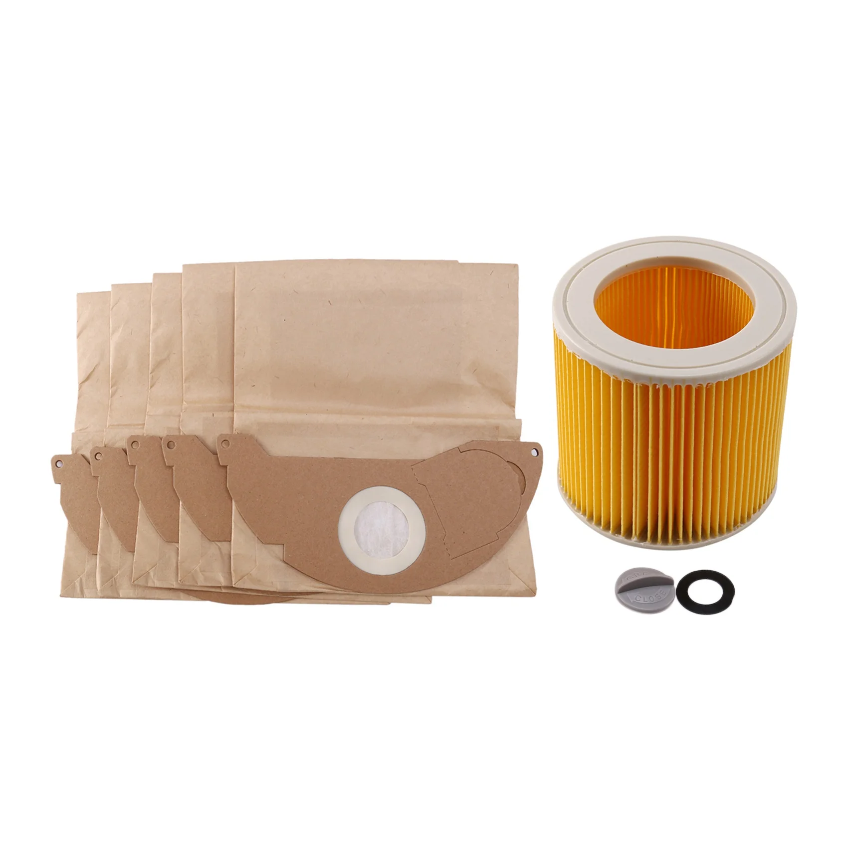 

1Pcs Dust Hepa Filters+5Pcs Paper Bags For Karcher Vacuum Cleaners Parts Cartridge Hepa Filter Wd2250 Wd3.200 Mv2 Mv3 Wd3