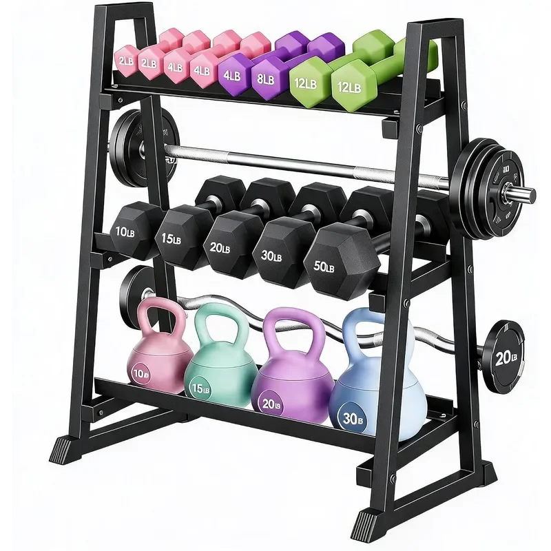 Heavy Duty 3-Tier Dumbbell Rack for Home Gym 1300LB Steel Weight Storage Stand Space-Saving Organizer for Dumbbells