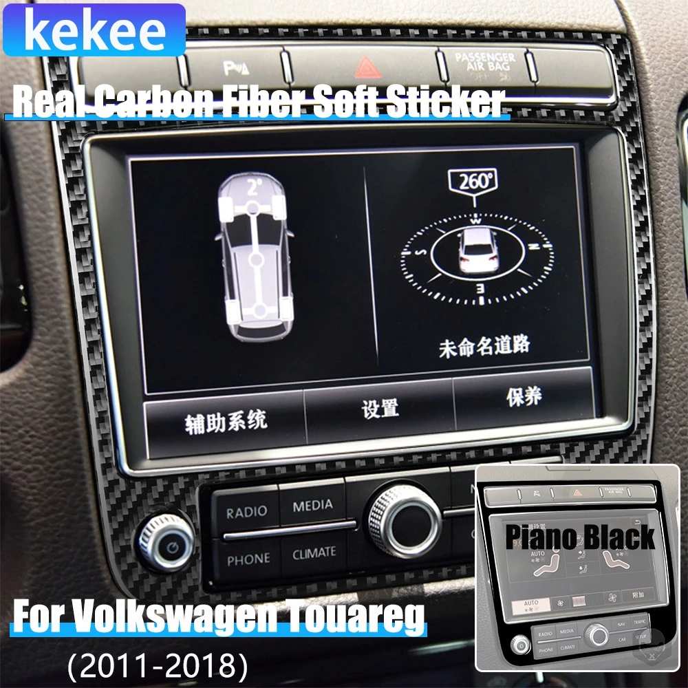 

Real Carbon Fiber Car Accessories Navigation Trim Cover Sticker For VW Touareg 7P MK2 2011 2012 2013 2014 2015 2016 2017 2018