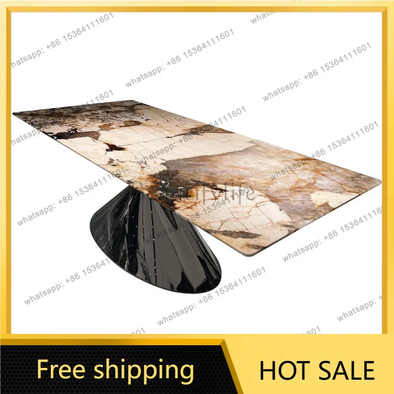 YJ Old Mine Patagonia Luxury Stone Custom Dining Table Imported Marble Rectangular Pink Green Crystal High End Table