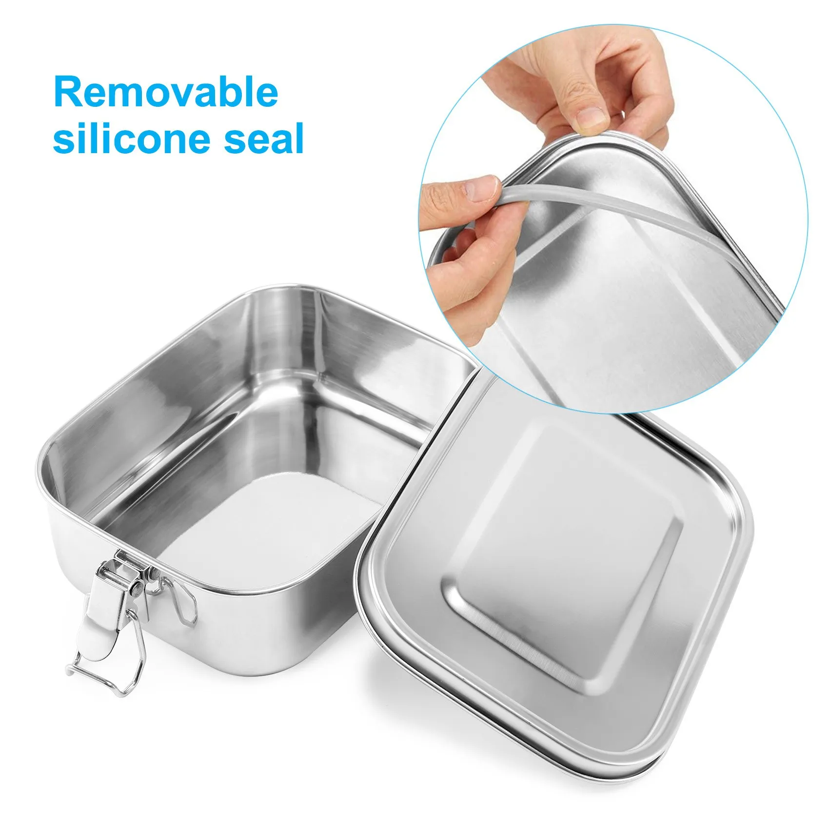 حاوية طعام غداء من الفولاذ المقاوم للصدأ عالية الجودة مع مشابك قفل وتصميم مانع للتسرب، حاوية غداء صناديق بينتو سعة 800 مل للأطفال