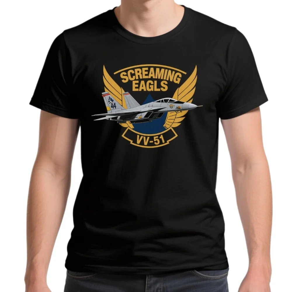 Screaming Eagles VF-51 Fighter Squadron F-14 Tomcat T-Shirt 100% Cotton O-Neck Summer Short Sleeve Casual Mens T-shirt