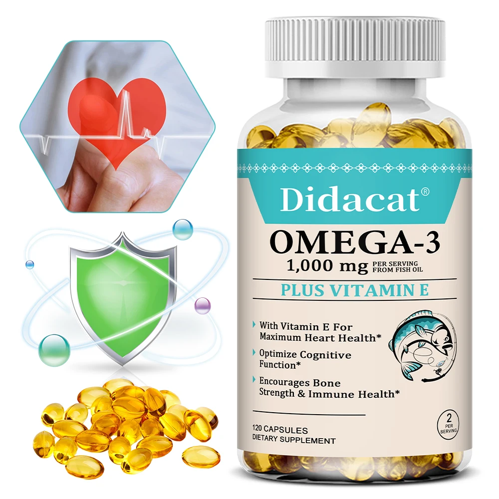 

Omega 3 Fish Oil Softgels Rich in EPA & DHA, Supports Brain, Cardiovascular, Joint, Skin, Hair & Immune Daily Nutritional Care