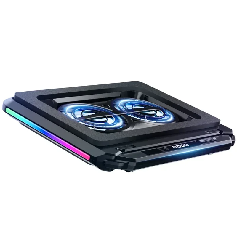 D15 Laptop Gaming Cooling Stand w/ RGB Colorful Light 5 Angle Adjustable Notebook Radiator Bracket for 13-21'' Device Universal