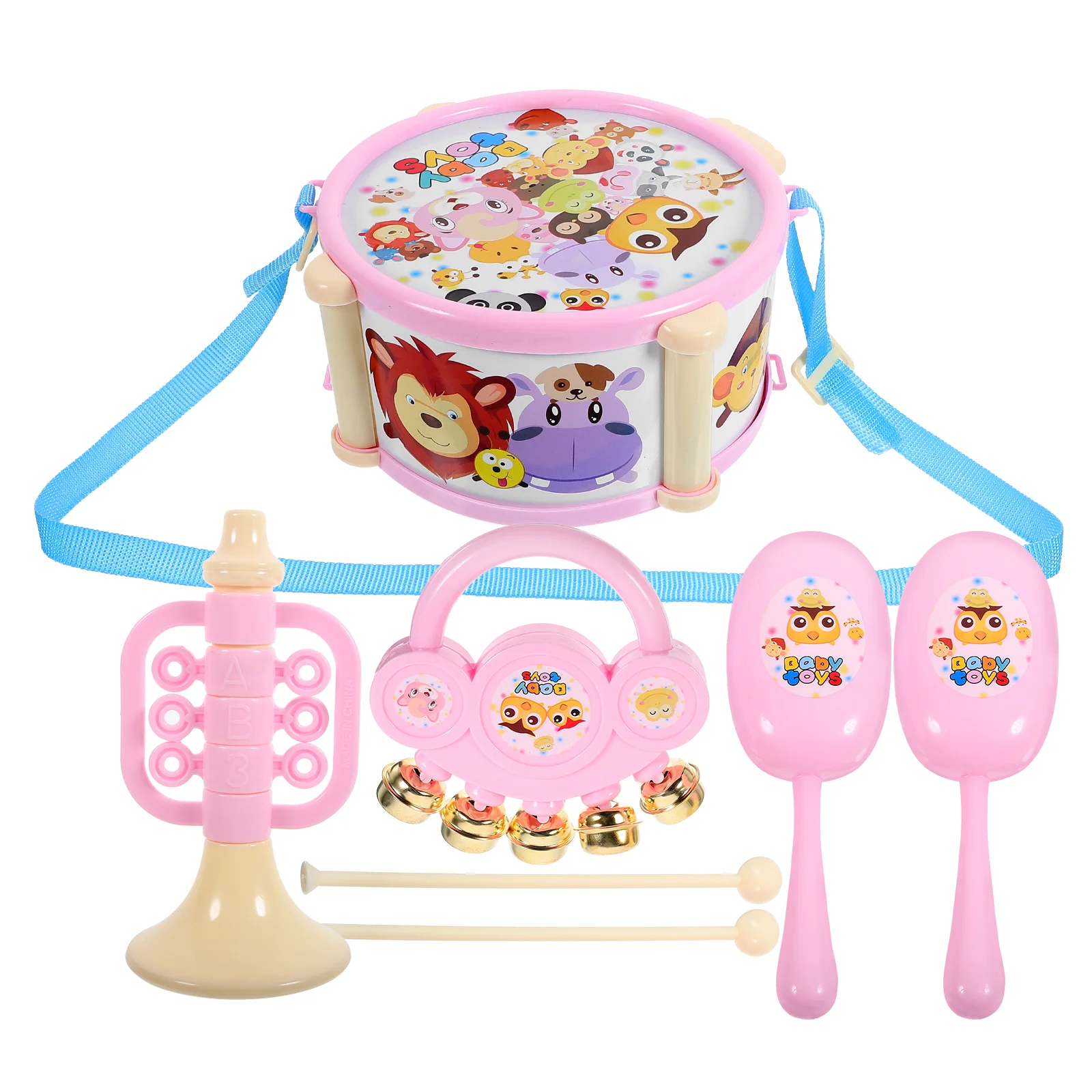 1 Set of Beat Drums Toy Creative Kid Musical Instruments Toy for Baby Kid Child (Pink)