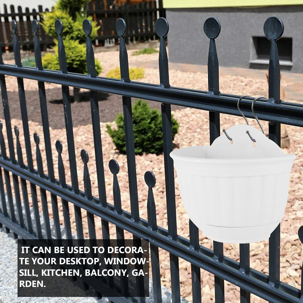 

Wall Hanging Flower Pot 2PCS Half Circle Wall Mounted Plastic Pot Large 15x22cm Cream Elegant Bracket