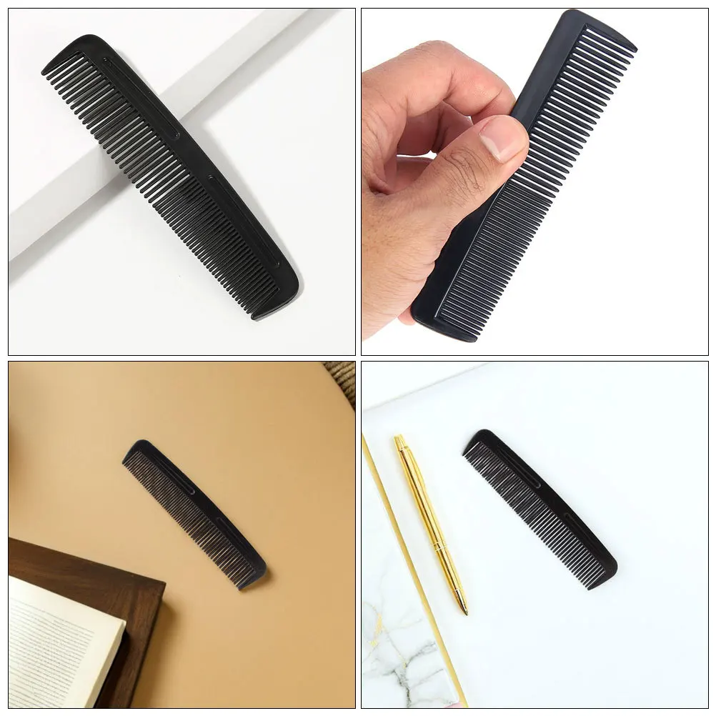 200 szt. Grzebieni do włosów z podwójnymi zębami, czarny, z drobnymi i szerokimi zębami, kieszonkowy grzebień, kompaktowy, przenośny, podróżny, fryzjerski, do stylizacji, do pielęgnacji wąsów.