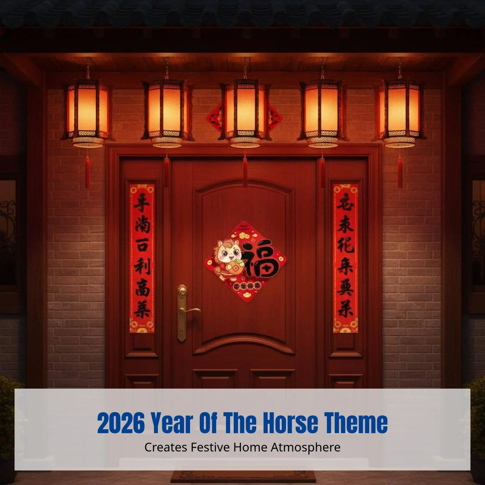 

2026 Holiday Fu Character Door Sticker, Year of the Horse 3D Plush Entrance Decor, New Year Blessing Home Decoration