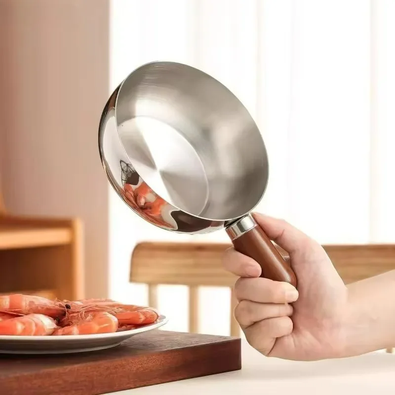 Stainless Steel Saucepan Milk Pan with Walnut Wood Handle Small Cooking Pot for Frying Egg Heating Milk 316 Steel KitchenCooking view 5