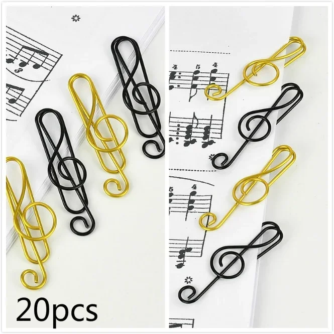 Pinces à papier créatives pour Notes de musique, 20 pièces, pinces porte-signet, papeterie scolaire et de bureau, cadeau pour étudiants