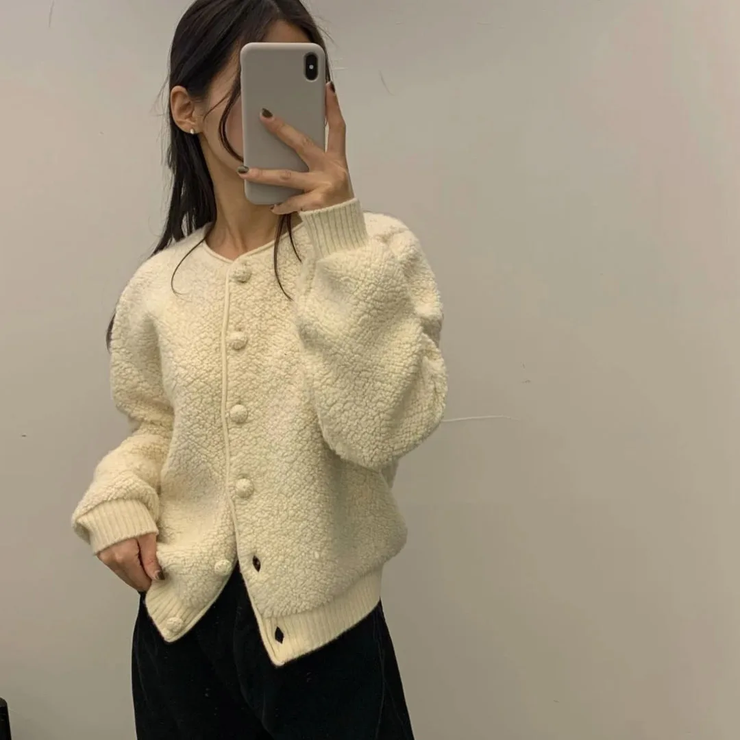 East Gate Noting Written Retro Vielseitiger ort Furry Jaet Damenpullover Oberbekleidung Normaler dünner Wollstoff