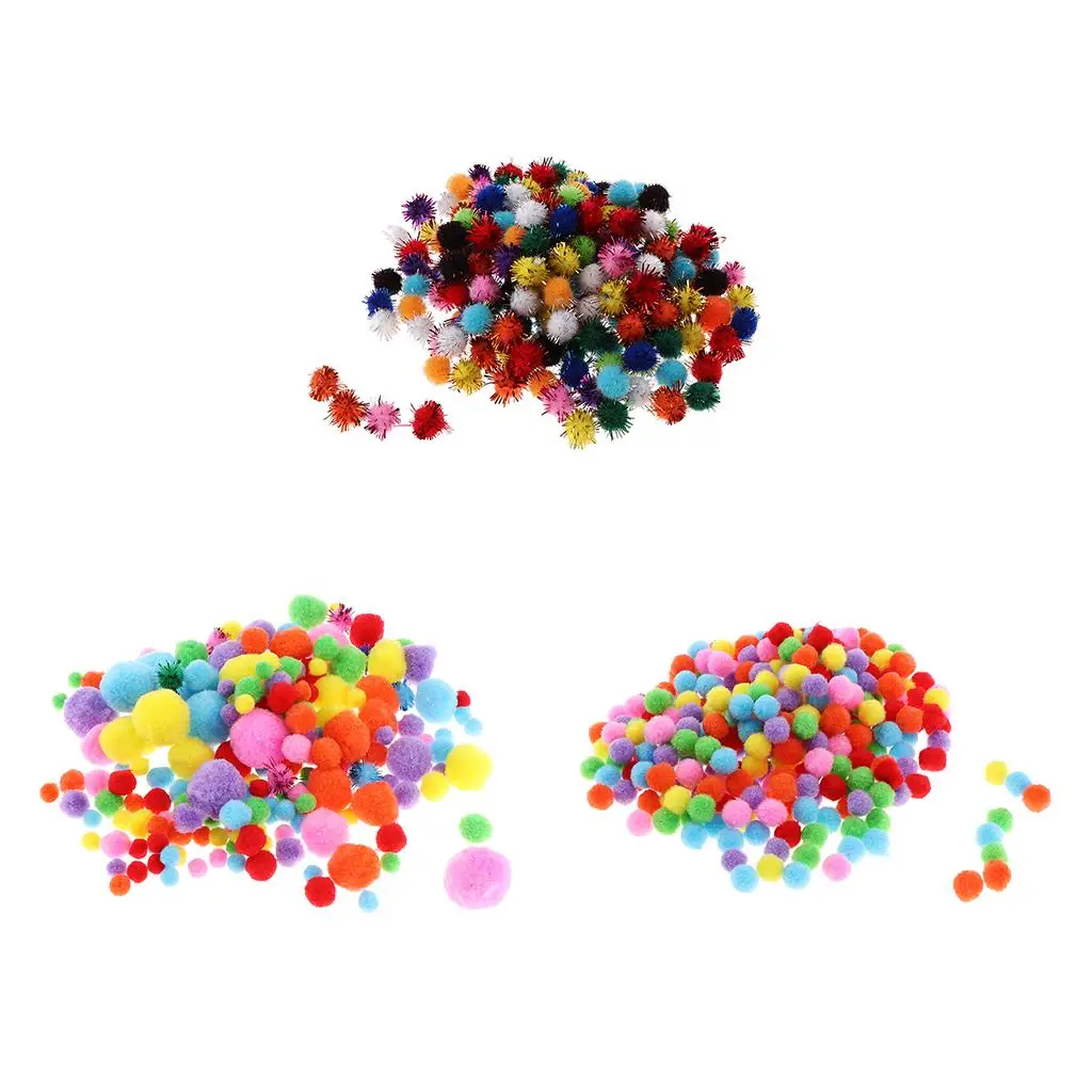 200/300 Pieces Ball Cat Toy, Interactive Glitter Pom Pom Balls Art Craft