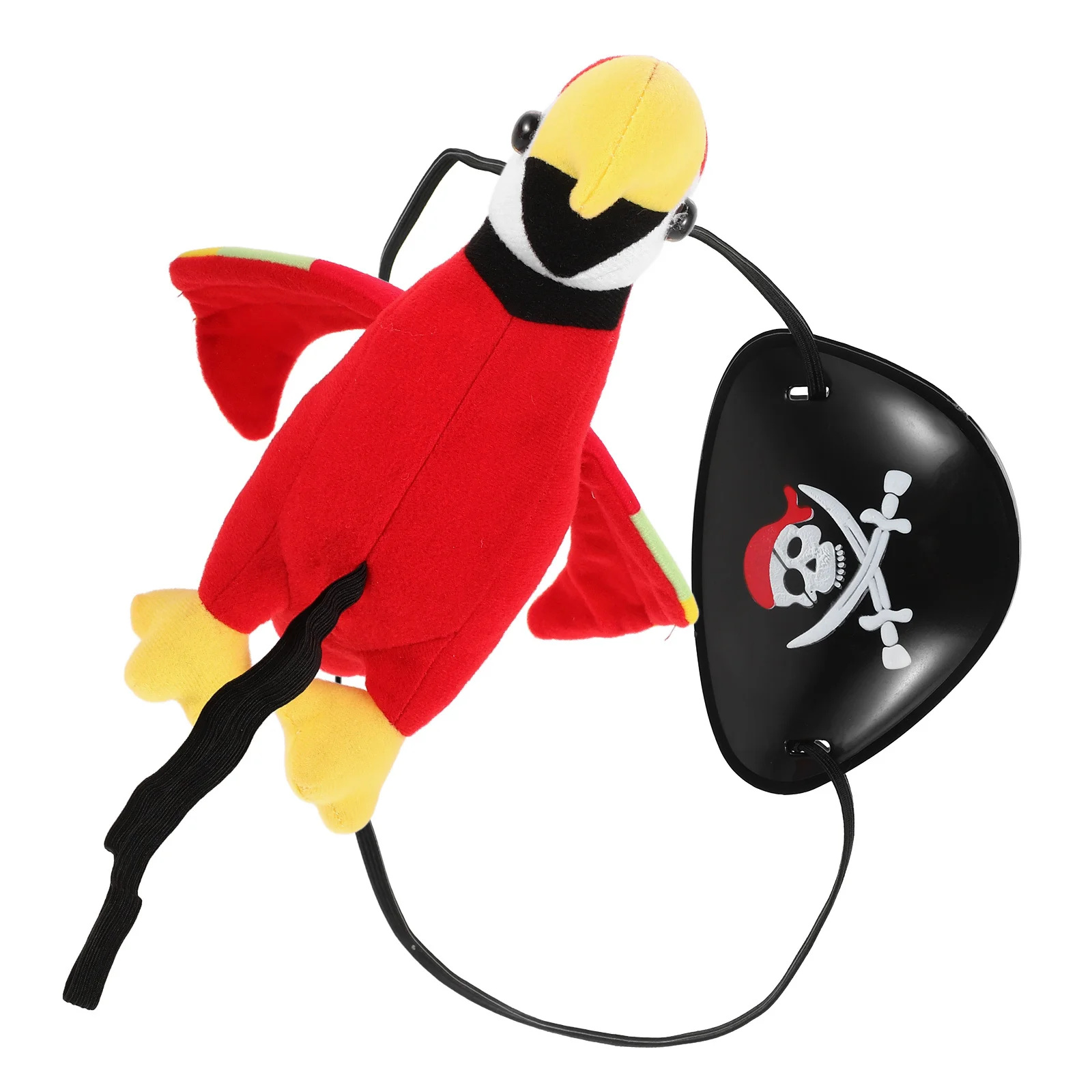 

1Set Pirate Costume Cosplay Props Halloween Party Supply Stuffed Parrot Eye Patch Accessory Role Play Pirate Parrot