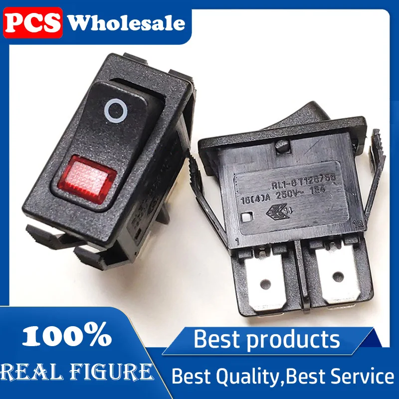 Taiwan RL1-8(W)21N-DRE boat switch Warping switch Red light 16A250V power switch 29.5*15mm 4 pin 2 gear