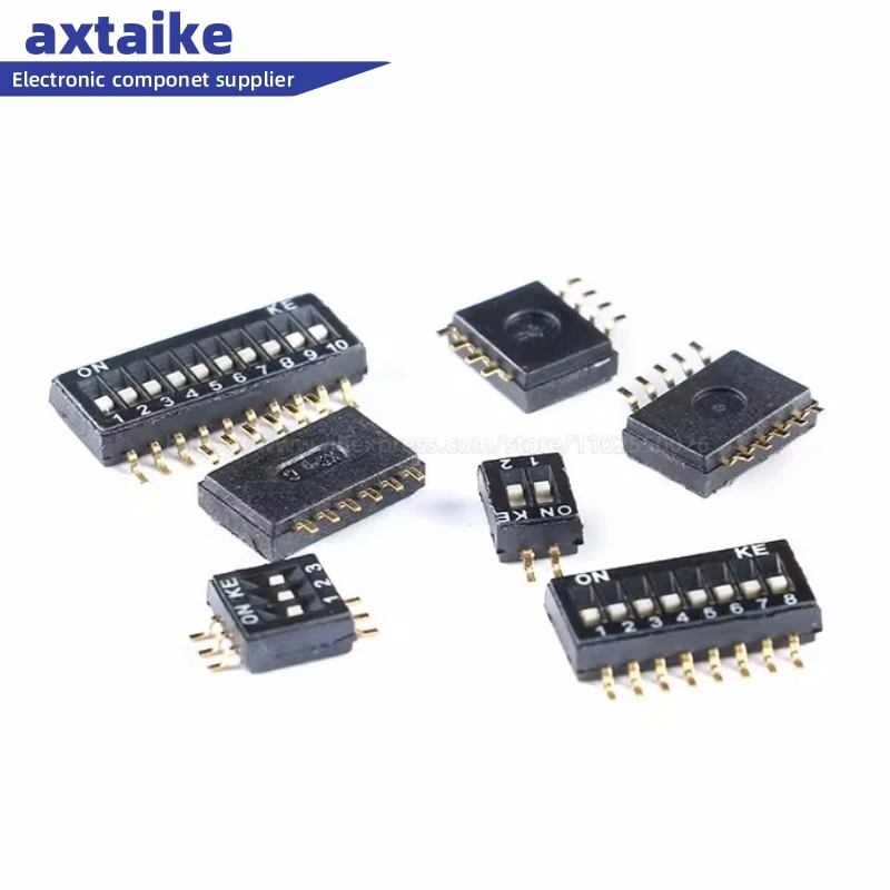 10PCS SMT SMD 1.27mm Switch Toggle Switches Slide Type Switch 1P 2P 3P 4P 5P 6P 8P 10P Bit black Dial switches DSHP04TSGET