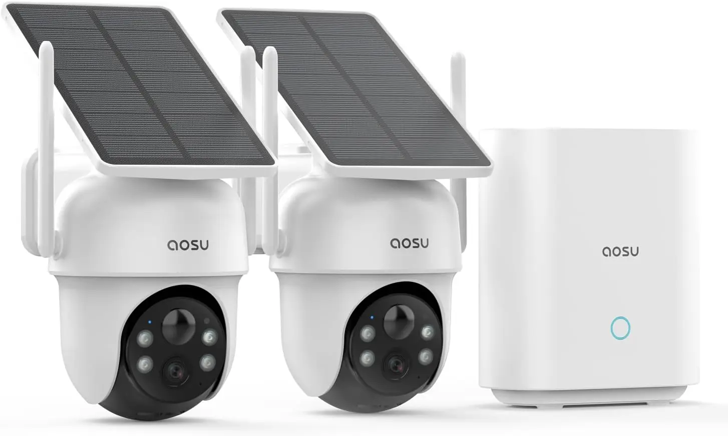 Security Cameras Outdoor Wireless, 2 Cam-Kit, No Subscription, Solar-Powered, Home Security Cameras System with 360° Pan