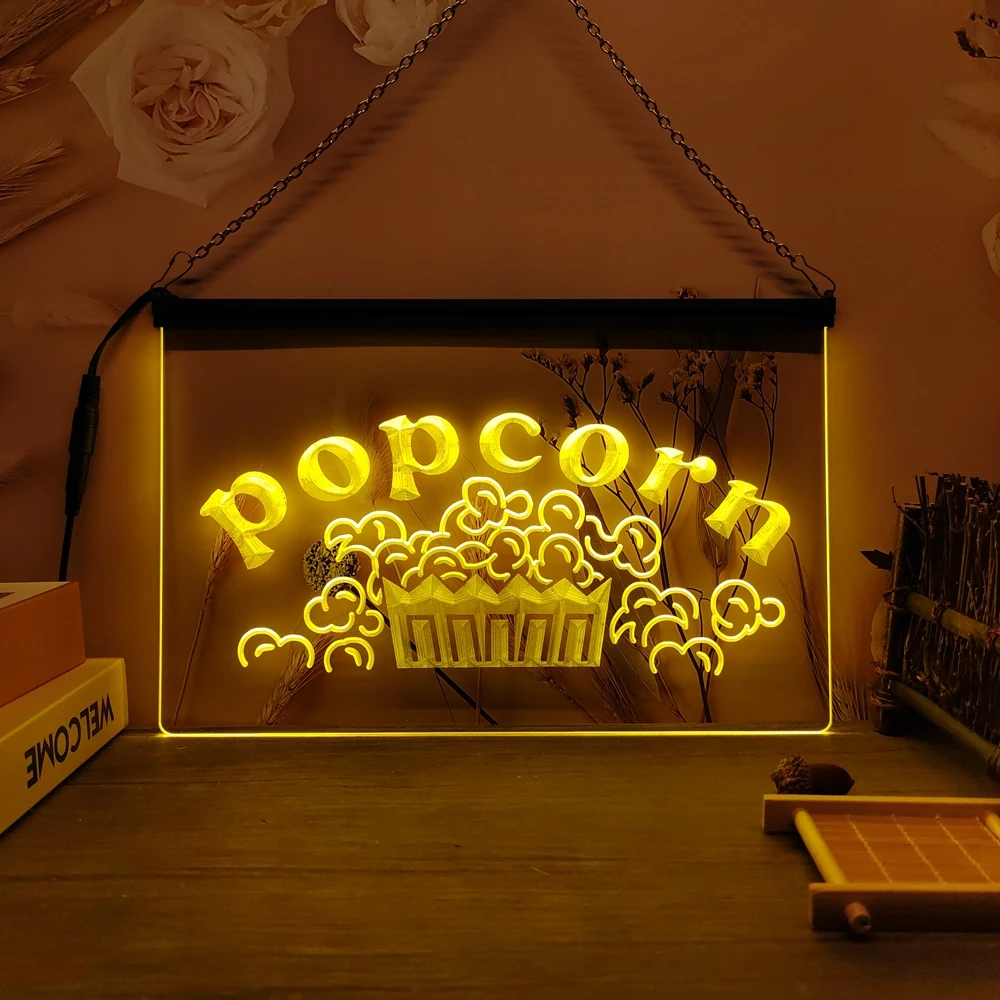 Popcorn Shop Snack Cafe Lure-3D Carving LED Neon Sign Home Decor Wall Wedding Creative Bedroom Desk