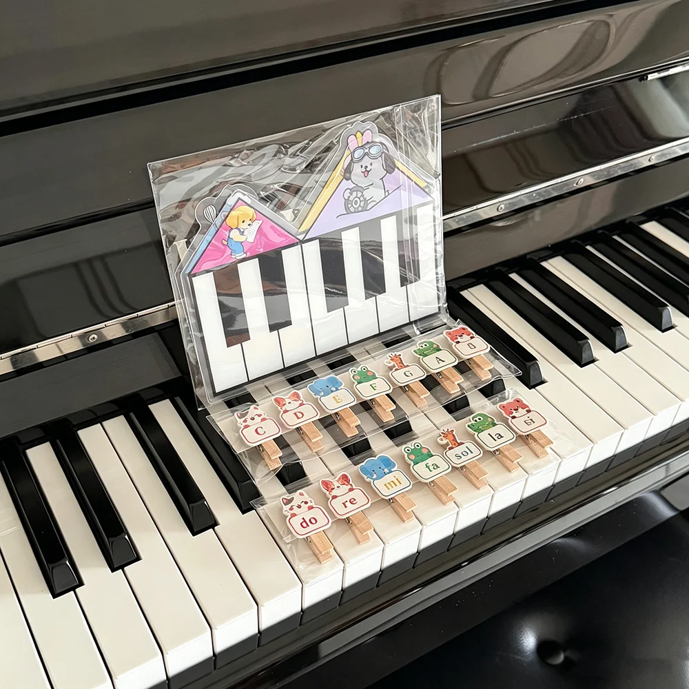 Piano Note Name Flash Cards with Pitch Names Solfège Clip Piano Teaching Aids Piano Keyboard Learning Game for Kids Student